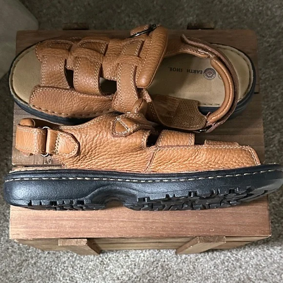 Earth Brown Leather Men's Sandals Size 10.5 - Picture 8 of 8